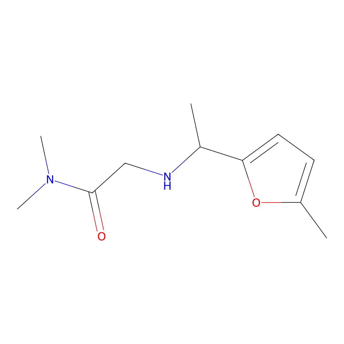 N,N-Dimethyl-2-{[1-(5-methylfuran-2-yl)ethyl]amino}acetamide molecular structure, CAS 1096257-33-8