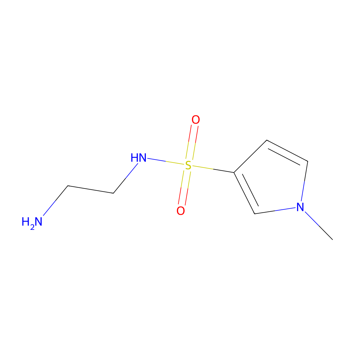 N-(2-aminoethyl)-1-methyl-1H-pyrrole-3-sulfonamide molecular structure, CAS 1096270-51-7