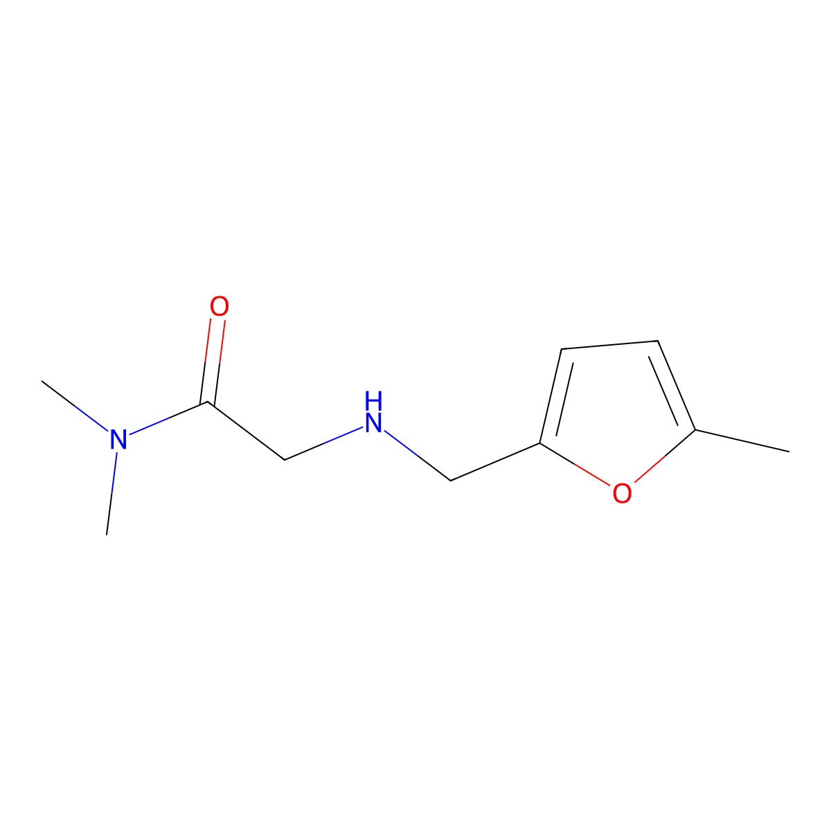 N,N-Dimethyl-2-{[(5-methylfuran-2-yl)methyl]amino}acetamide molecular structure, CAS 1096273-36-7