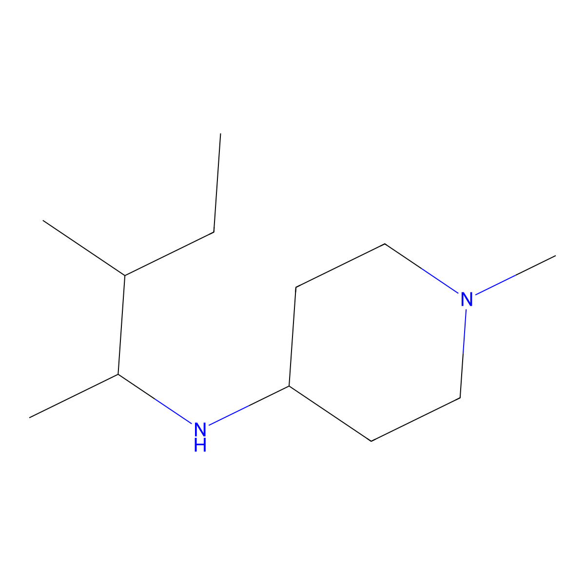 1-methyl-N-(3-methylpentan-2-yl)piperidin-4-amine molecular structure, CAS 1096287-78-3