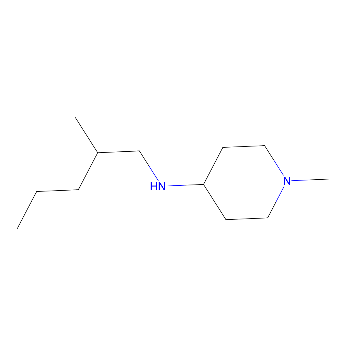 1-methyl-N-(2-methylpentyl)piperidin-4-amine molecular structure, CAS 1096287-90-9