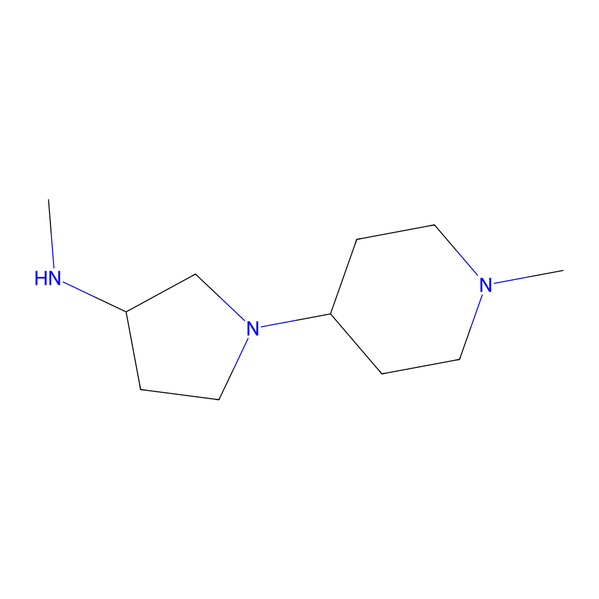 N-methyl-1-(1-methylpiperidin-4-yl)pyrrolidin-3-amine molecular structure, CAS 1096289-19-8