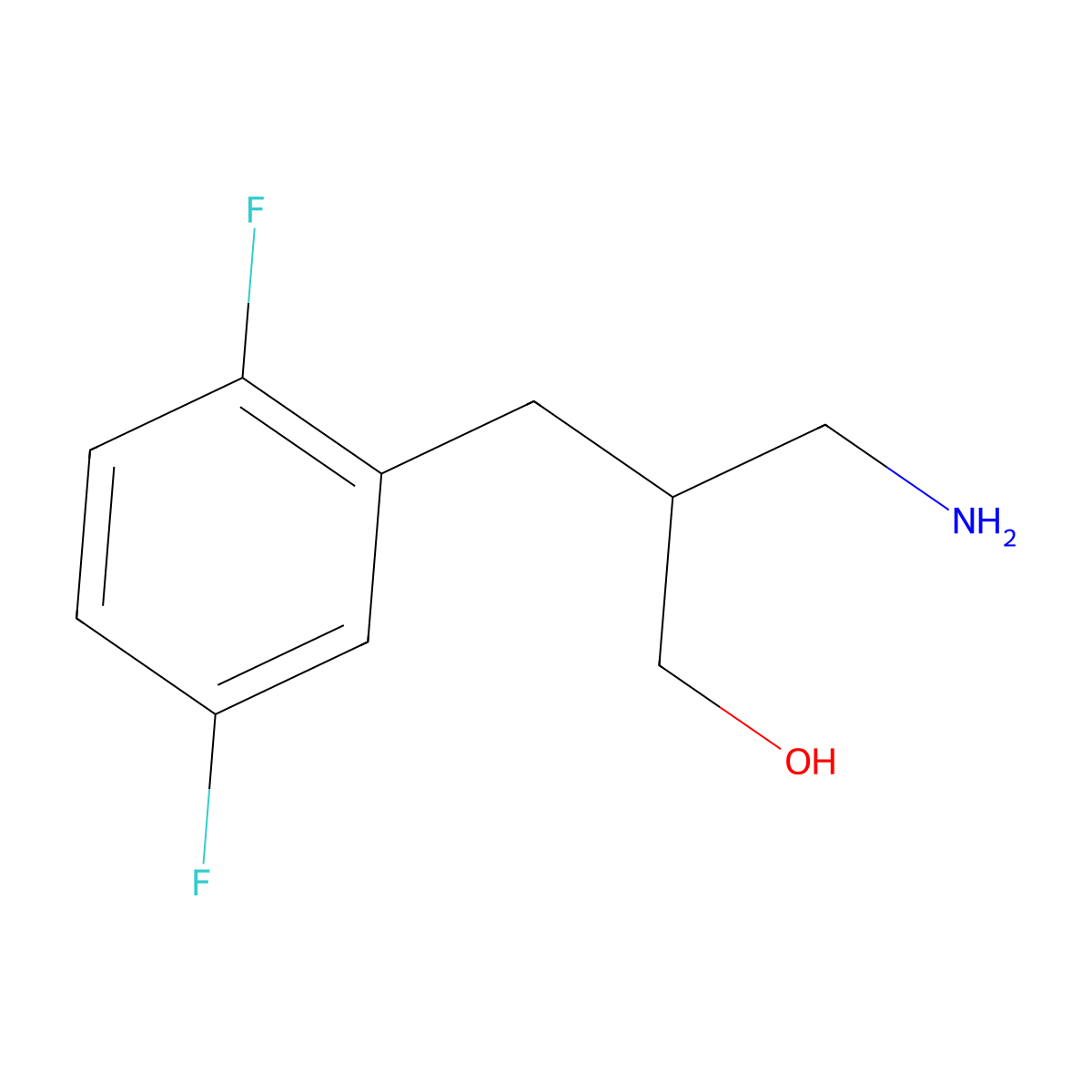 3-Amino-2-[(2,5-difluorophenyl)methyl]propan-1-ol molecular structure, CAS 1096296-04-6