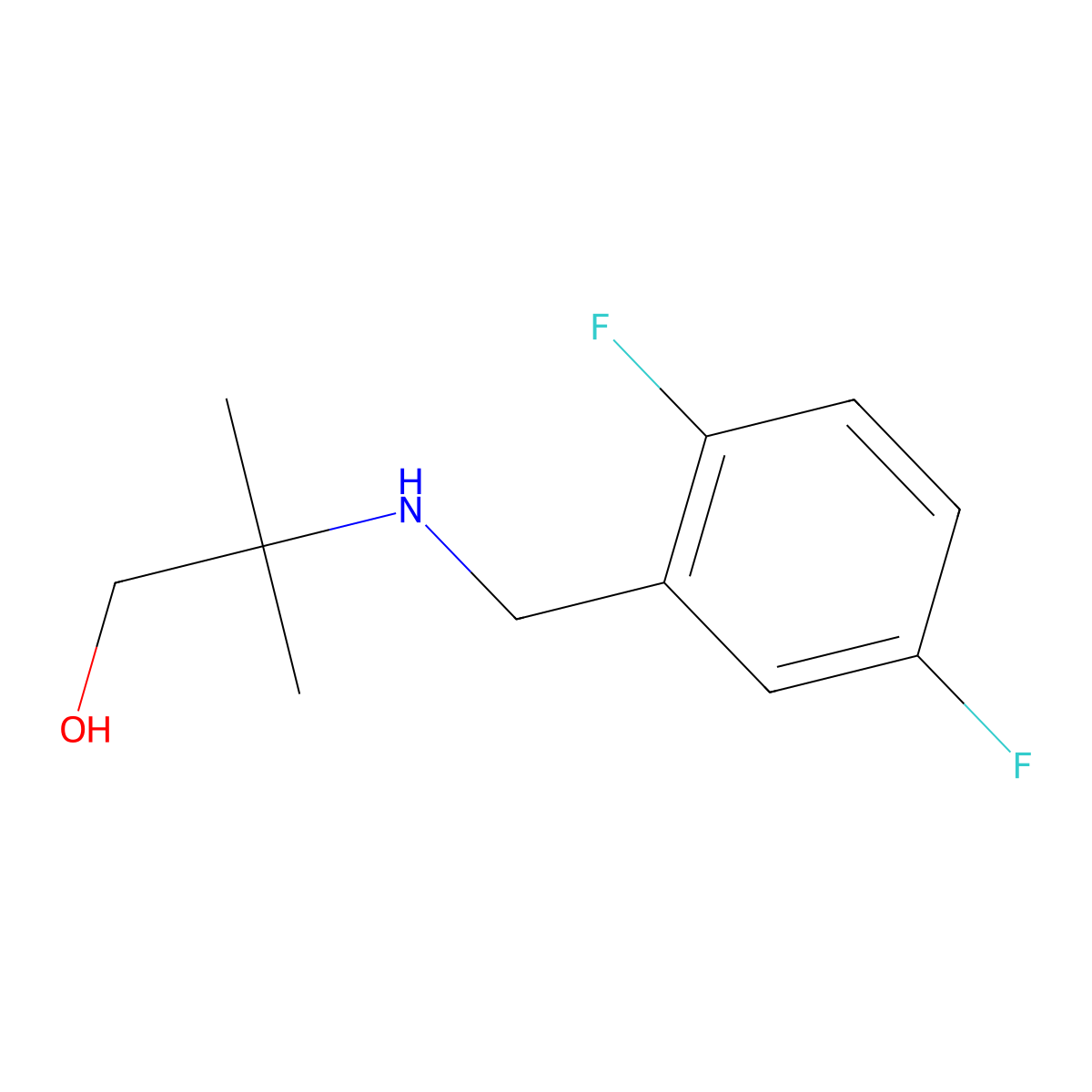 2-{[(2,5-Difluorophenyl)methyl]amino}-2-methylpropan-1-ol molecular structure, CAS 1096298-13-3