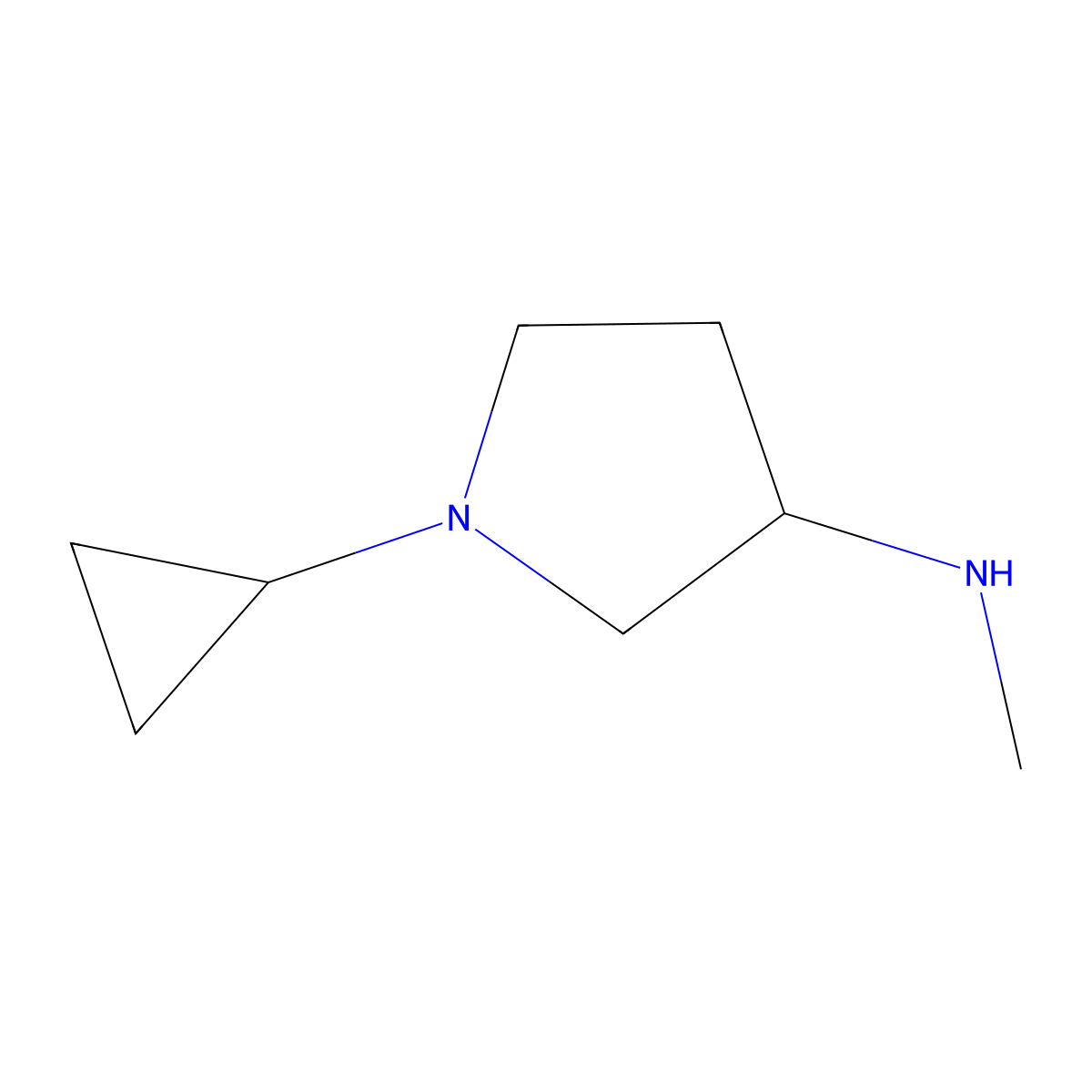 1-cyclopropyl-N-methylpyrrolidin-3-amine molecular structure, CAS 1096304-44-7