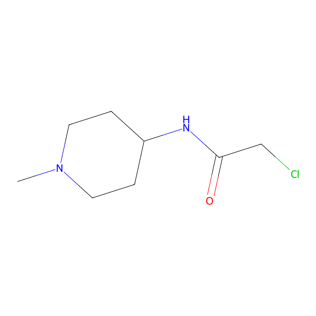2-Chloro-N-(1-methylpiperidin-4-yl)acetamide molecular structure, CAS 1096305-49-5
