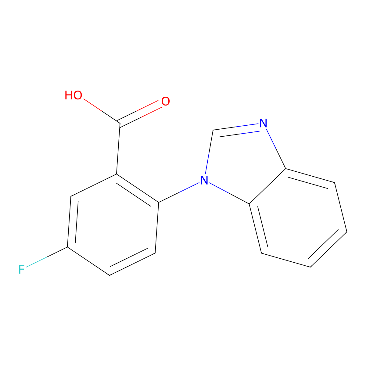 2-(1H-1,3-benzodiazol-1-yl)-5-fluorobenzoic acid molecular structure, CAS 1096306-62-5