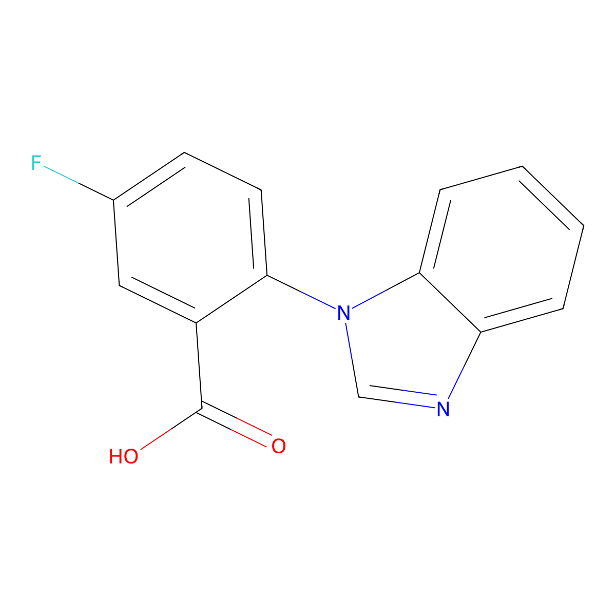 2-(1H-1,3-benzodiazol-1-yl)-5-fluorobenzoic acid molecular structure, CAS 1096306-62-5