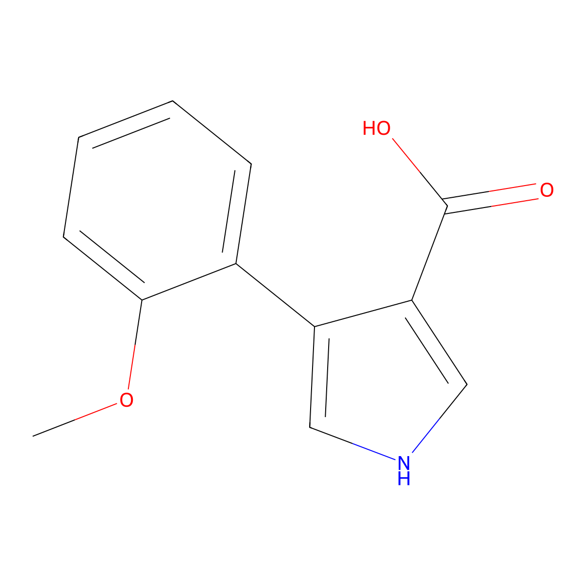 4-(2-methoxyphenyl)-1H-pyrrole-3-carboxylic acid molecular structure, CAS 1096308-15-4