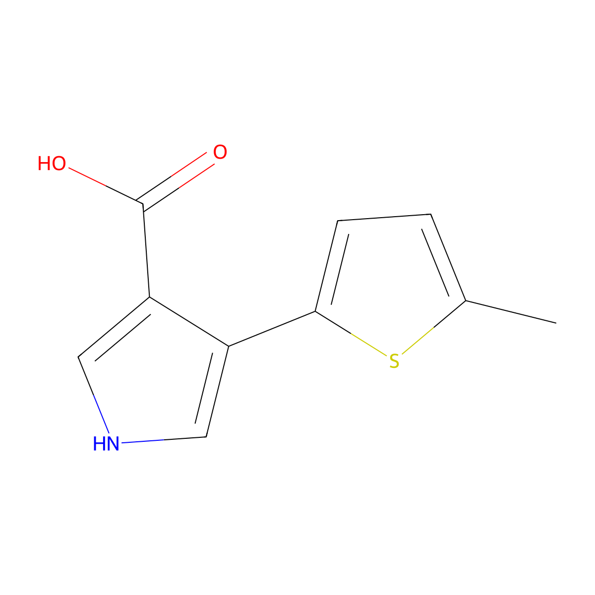 4-(5-methylthiophen-2-yl)-1H-pyrrole-3-carboxylic acid molecular structure, CAS 1096308-28-9