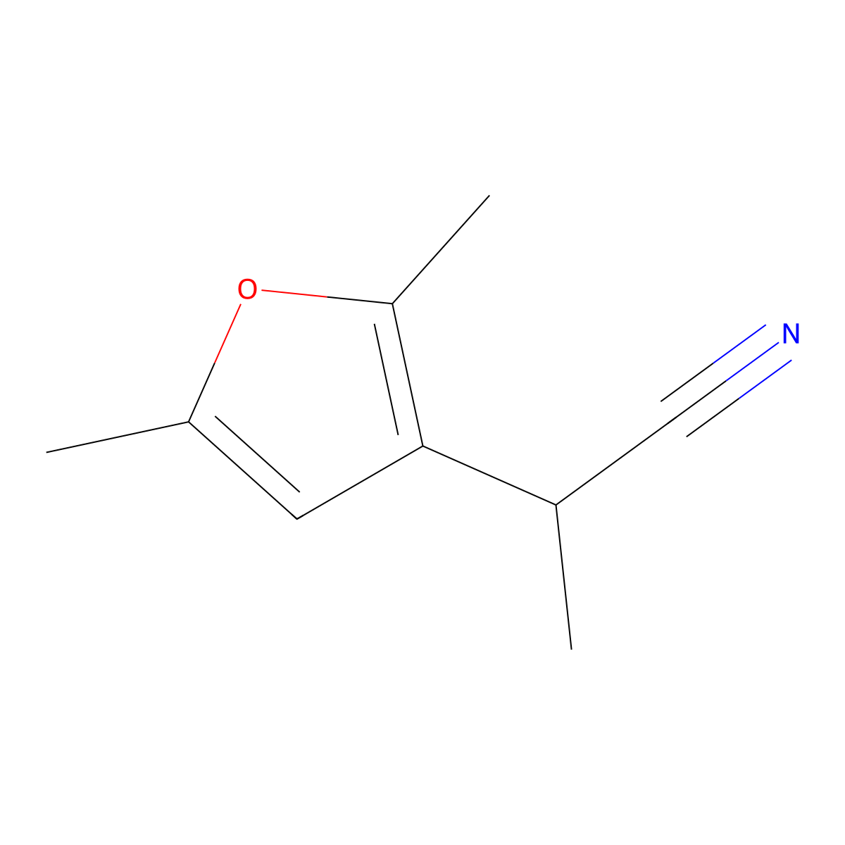 2-(2,5-Dimethylfuran-3-yl)propanenitrile molecular structure, CAS 1096308-36-9