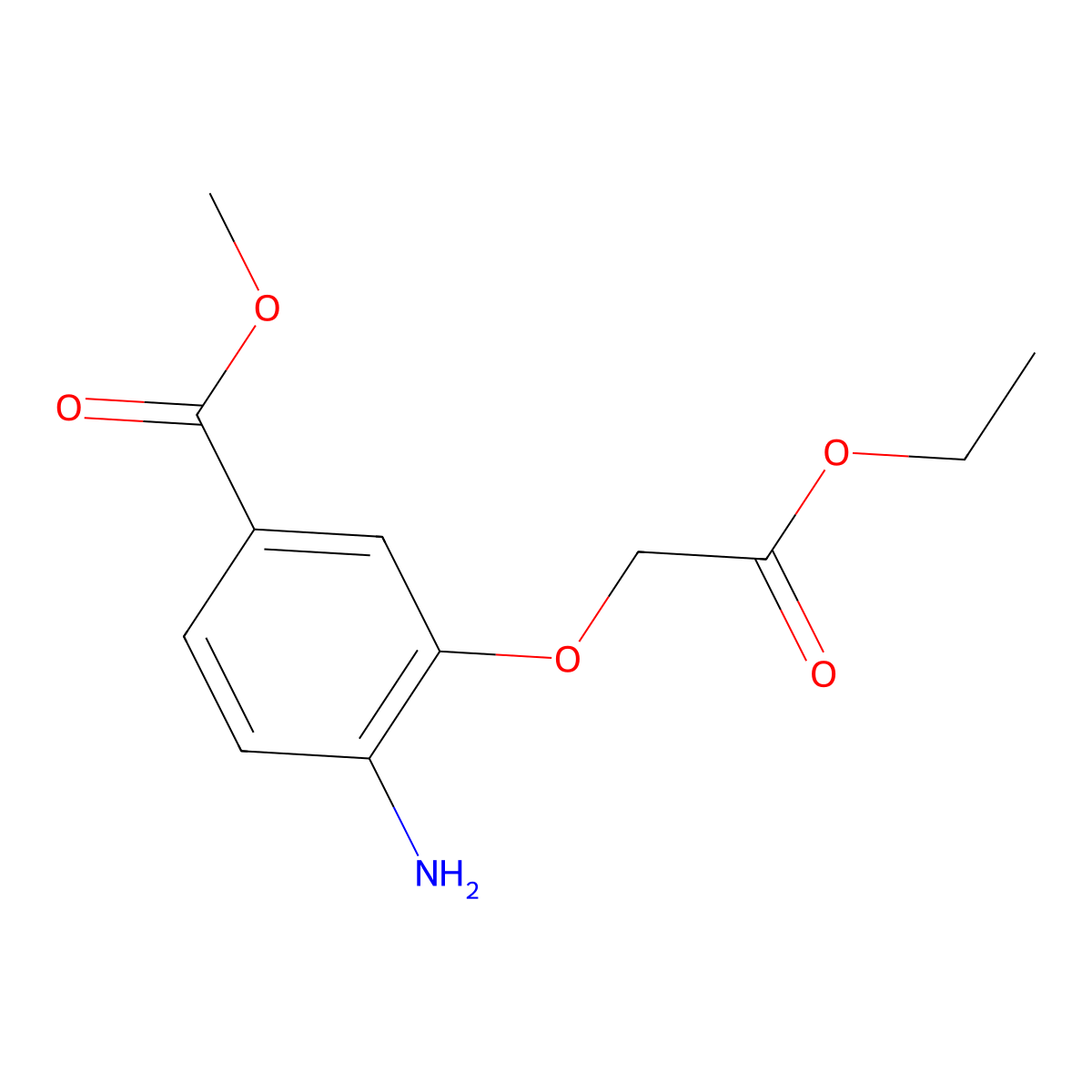 Methyl 4-amino-3-(2-ethoxy-2-oxoethoxy)benzoate molecular structure, CAS 1096309-38-4