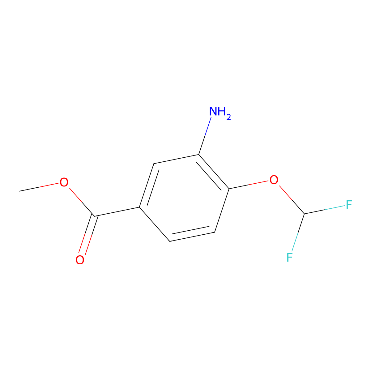 Methyl 3-amino-4-(difluoromethoxy)benzoate molecular structure, CAS 1096310-35-8