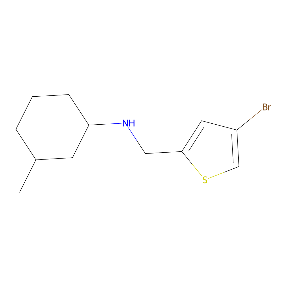 N-[(4-bromothiophen-2-yl)methyl]-3-methylcyclohexan-1-amine molecular structure, CAS 1096310-69-8