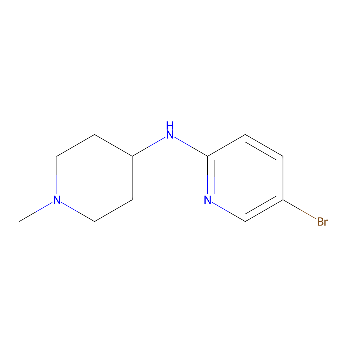 5-bromo-N-(1-methylpiperidin-4-yl)pyridin-2-amine molecular structure, CAS 1096312-60-5