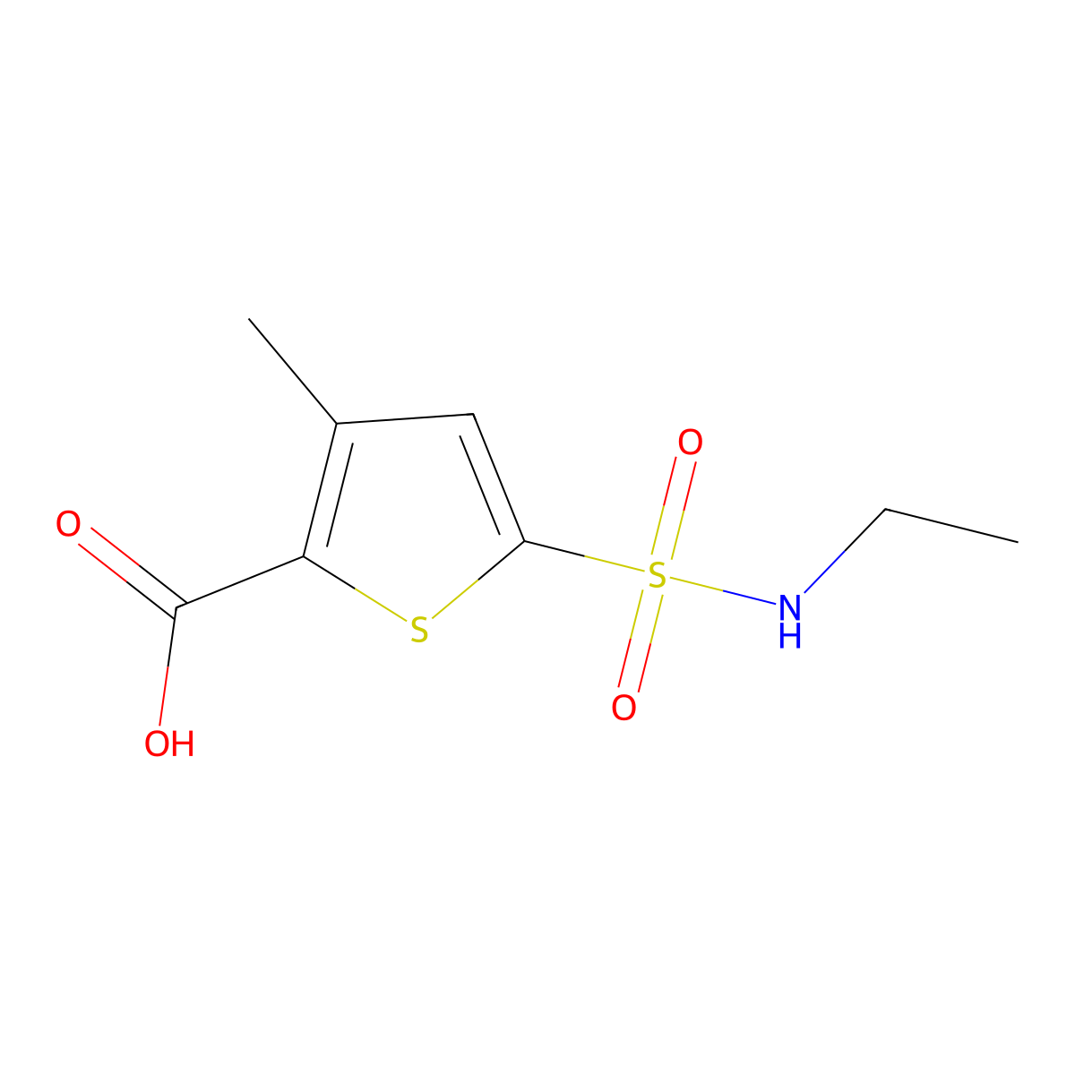 5-(n-Ethylsulfamoyl)-3-methylthiophene-2-carboxylic acid molecular structure, CAS 1096321-53-7