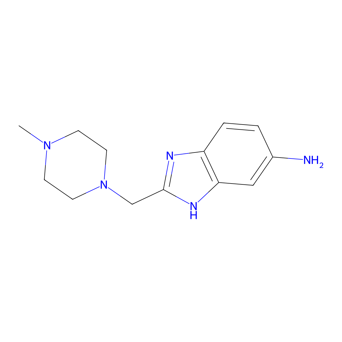 2-[(4-methylpiperazin-1-yl)methyl]-1H-1,3-benzodiazol-6-amine molecular structure, CAS 1096321-61-7