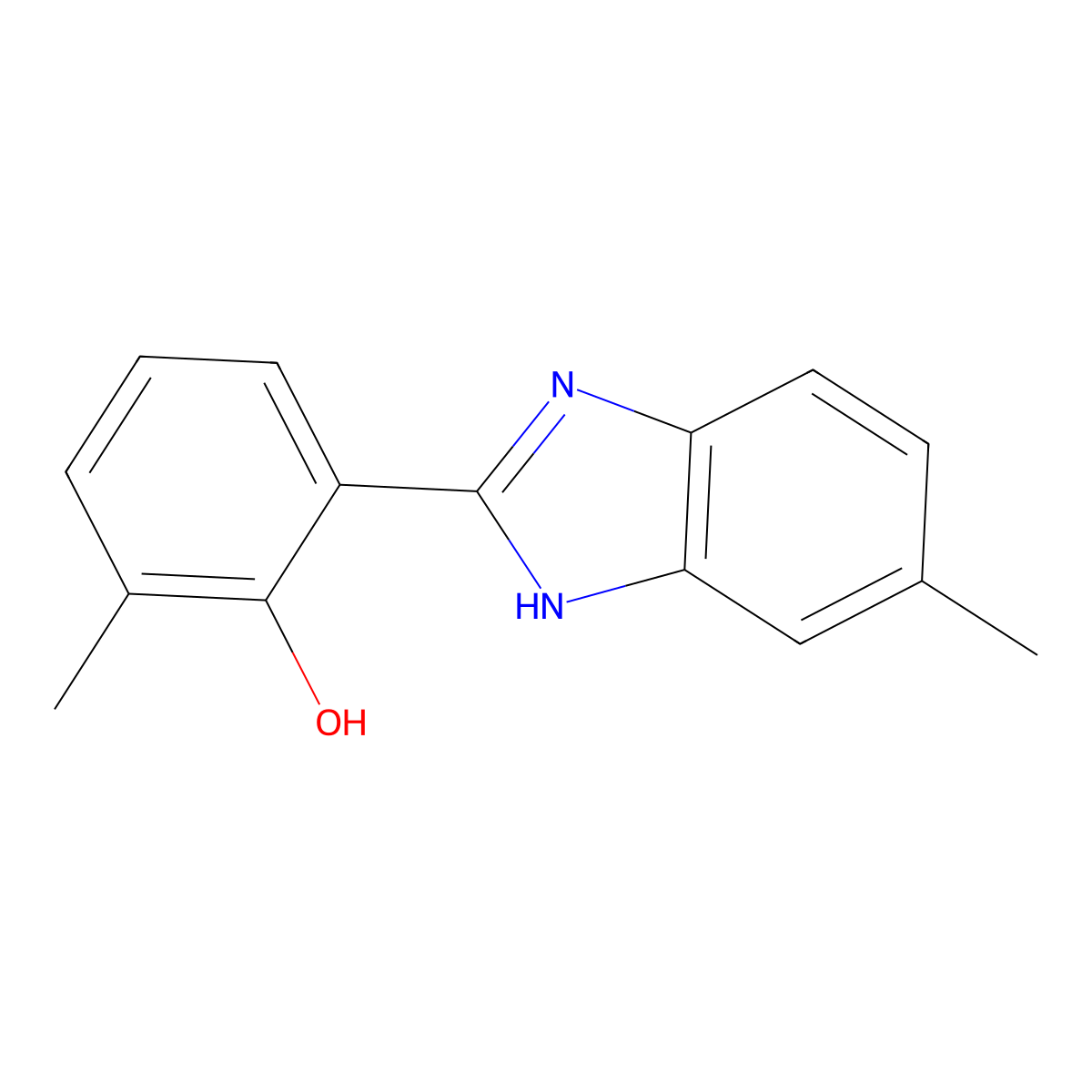 2-methyl-6-(6-methyl-1H-1,3-benzodiazol-2-yl)phenol molecular structure, CAS 1096325-53-9