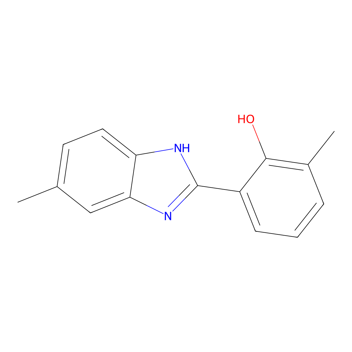 2-methyl-6-(6-methyl-1H-1,3-benzodiazol-2-yl)phenol molecular structure, CAS 1096325-53-9