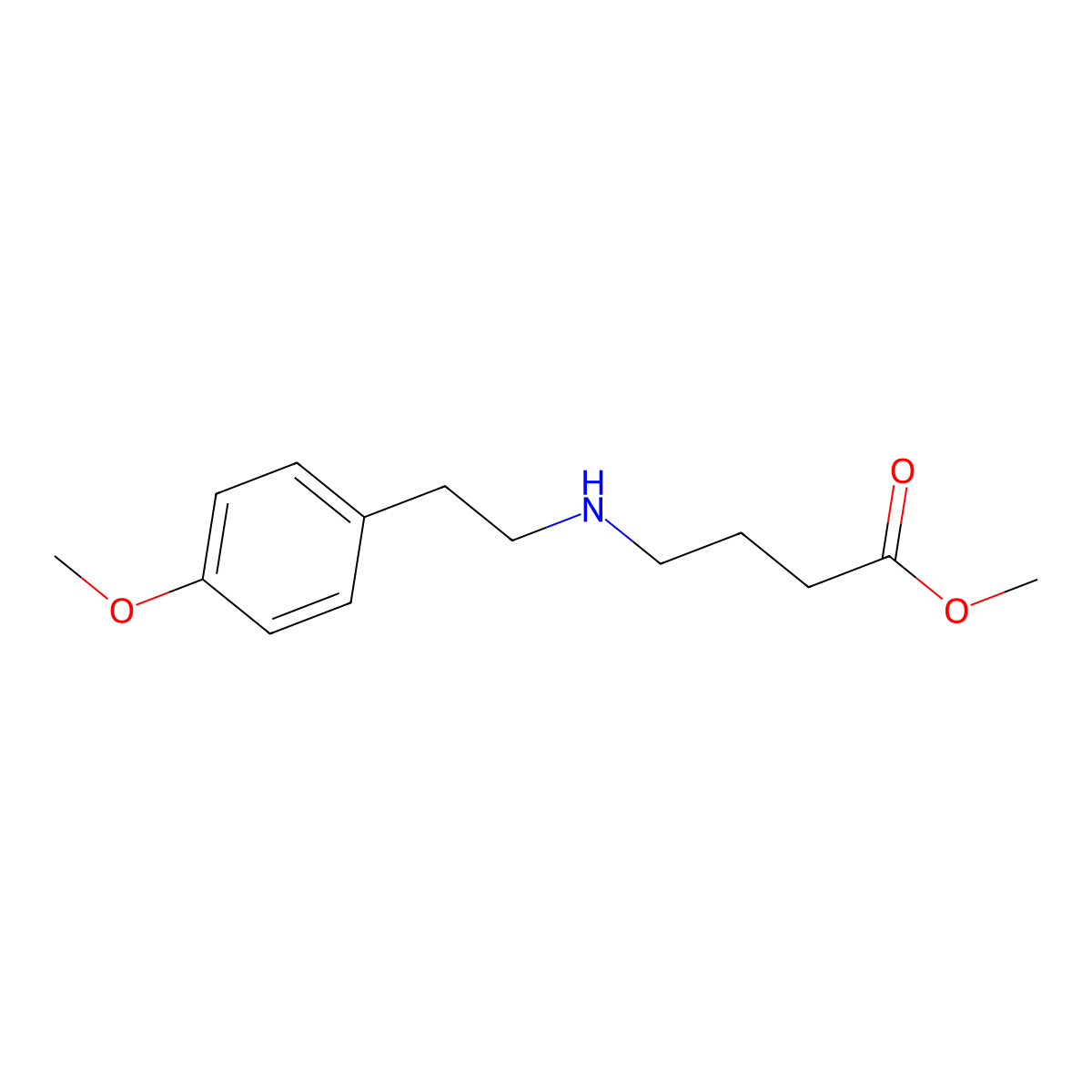 Methyl 4-[[2-(4-methoxyphenyl)ethyl]amino]butanoate molecular structure, CAS 1096325-54-0