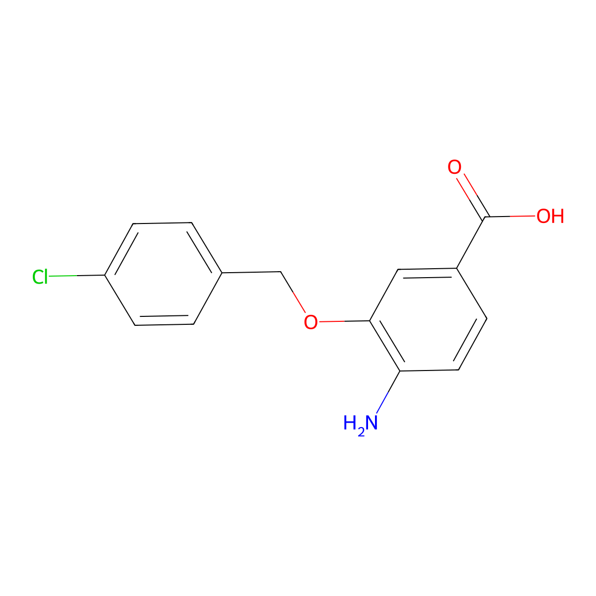 4-Amino-3-((4-chlorobenzyl)oxy)benzoic acid molecular structure, CAS 1096330-77-6