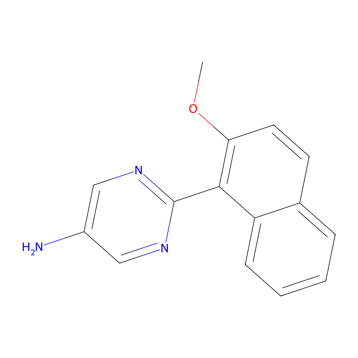 2-(2-Methoxynaphthalen-1-yl)pyrimidin-5-amine molecular structure, CAS 1096332-39-6