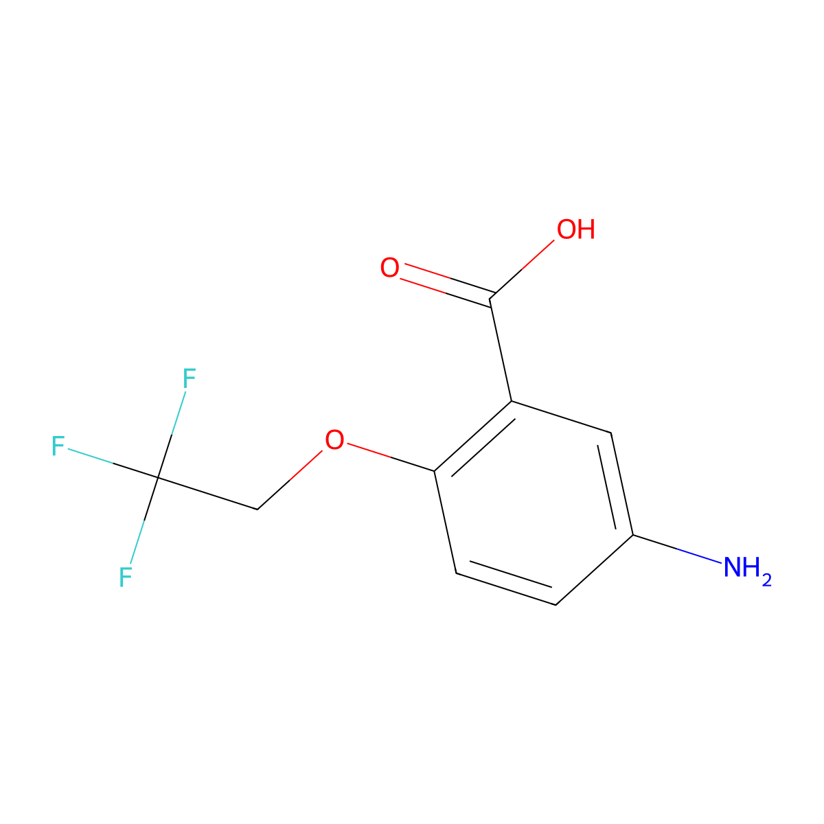 5-Amino-2-(2,2,2-trifluoroethoxy)benzoic acid molecular structure, CAS 1096332-51-2