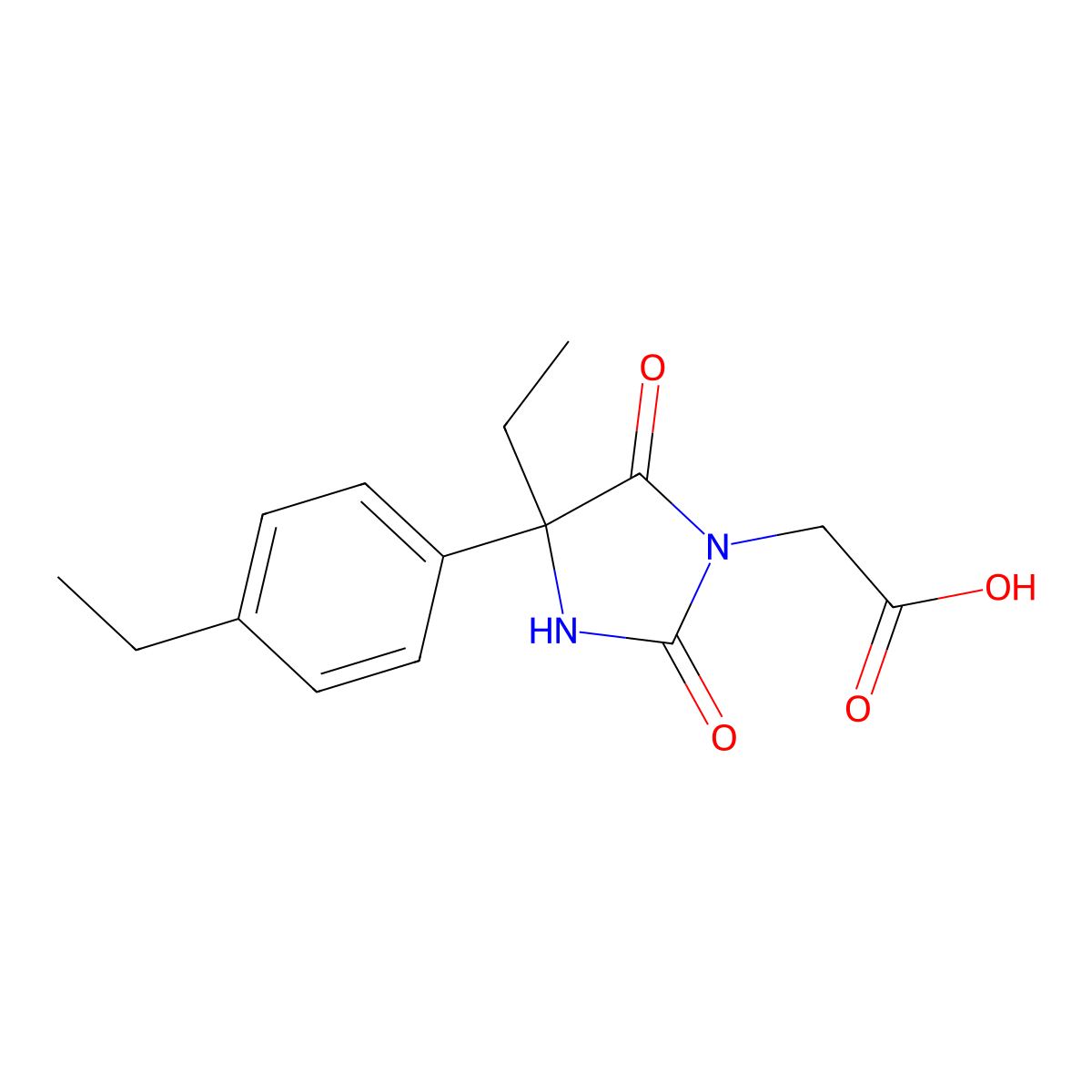 2-[4-Ethyl-4-(4-ethylphenyl)-2,5-dioxoimidazolidin-1-yl]acetic acid molecular structure, CAS 1096333-39-9