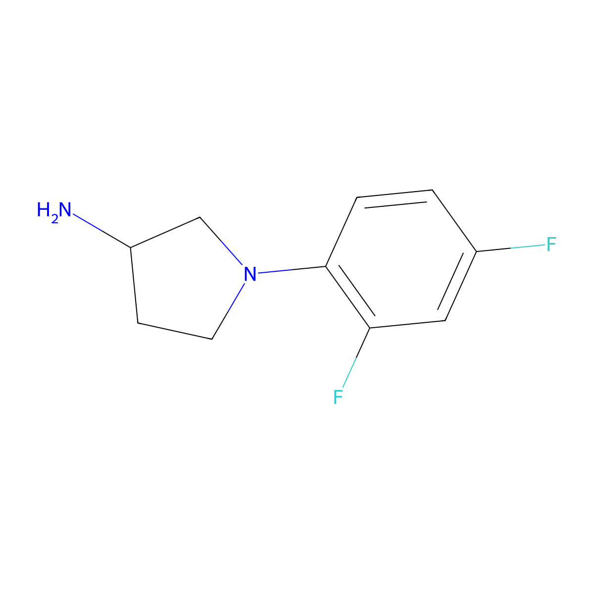 1-(2,4-Difluorophenyl)pyrrolidin-3-amine molecular structure, CAS 1096333-56-0