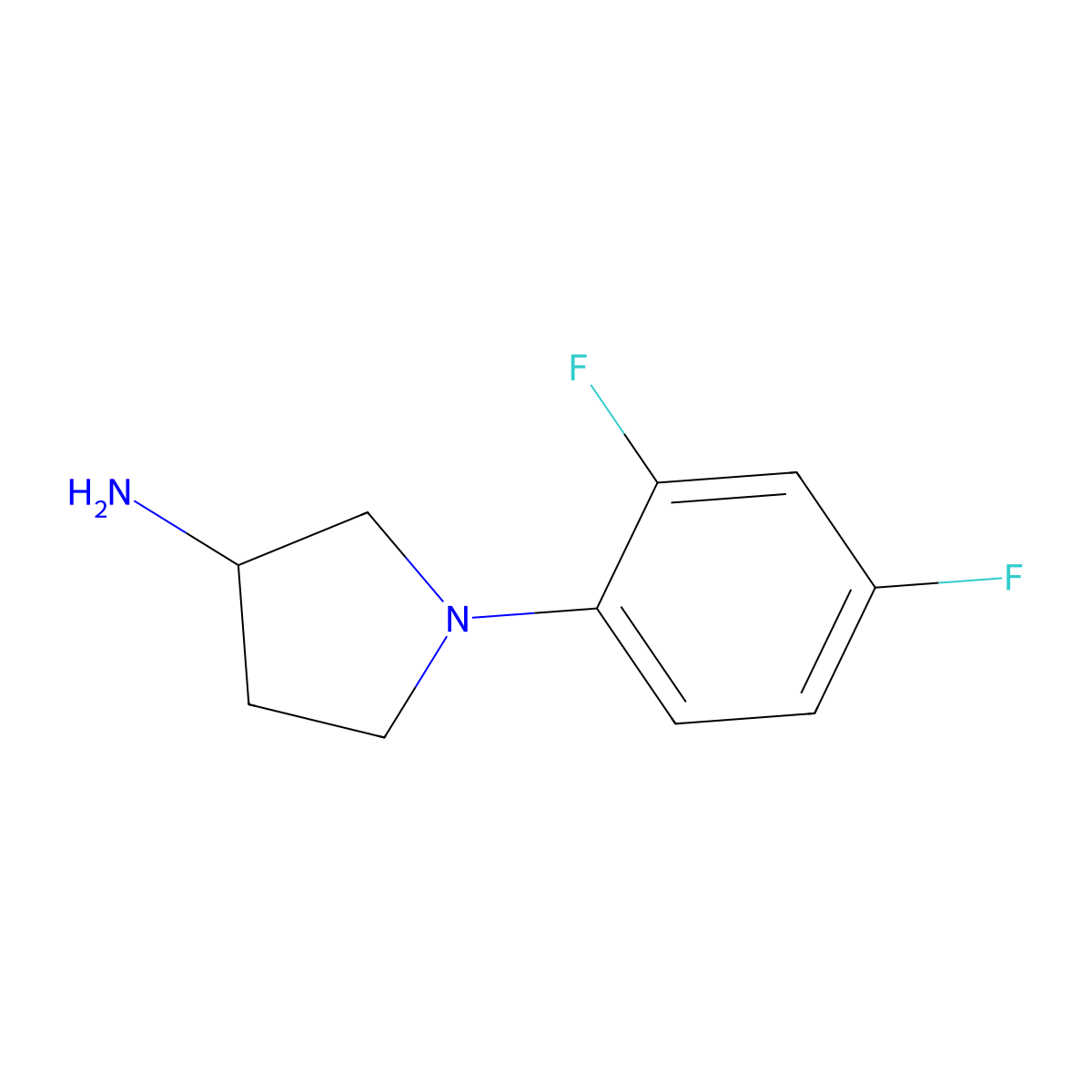 1-(2,4-Difluorophenyl)pyrrolidin-3-amine molecular structure, CAS 1096333-56-0