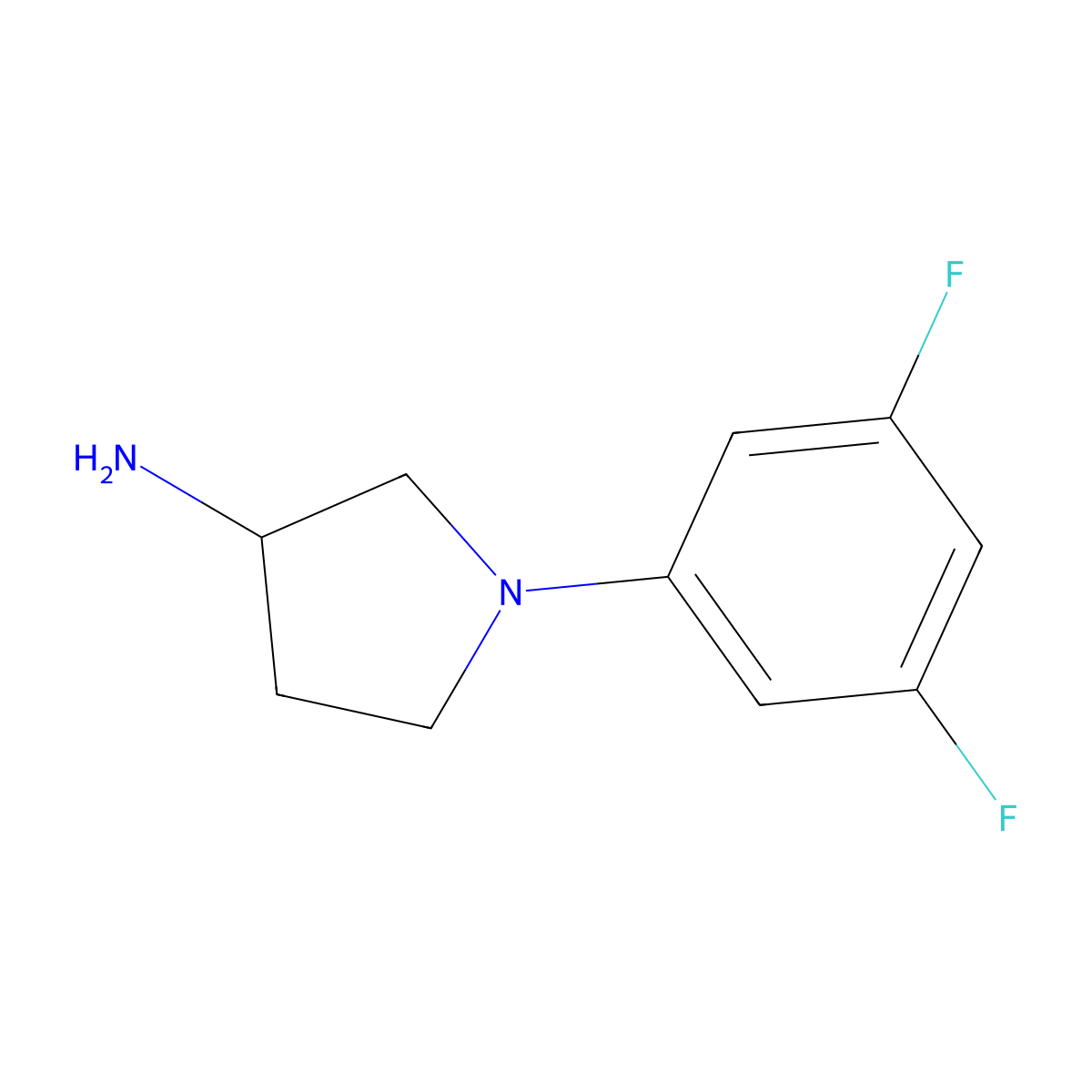 1-(3,5-Difluorophenyl)pyrrolidin-3-amine molecular structure, CAS 1096335-32-8