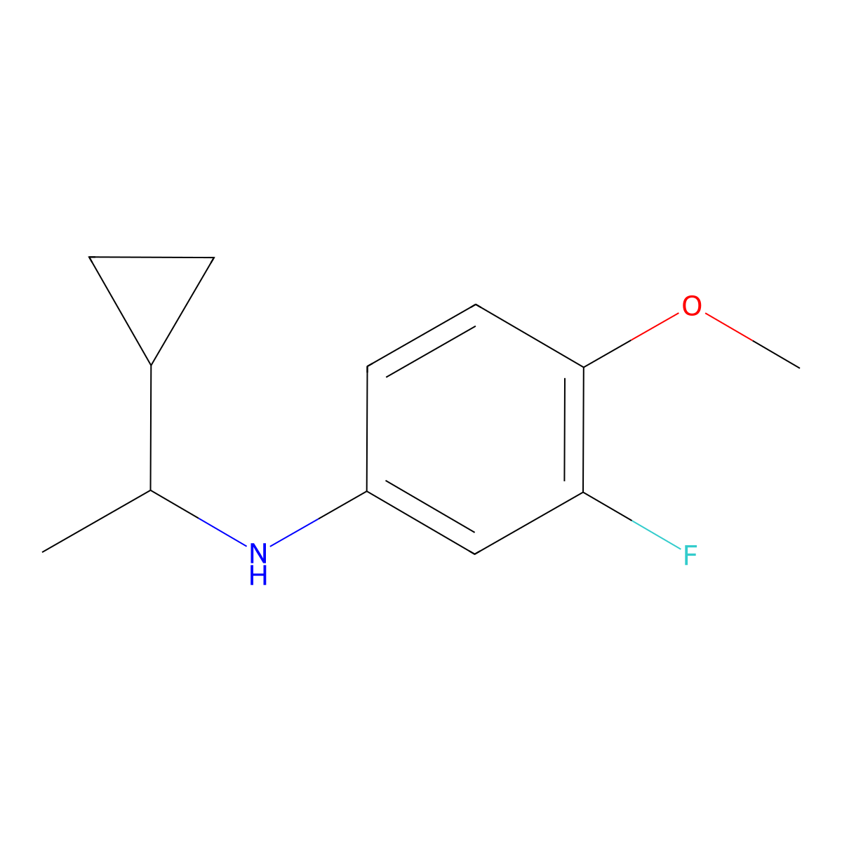 N-(1-cyclopropylethyl)-3-fluoro-4-methoxyaniline molecular structure, CAS 1096335-51-1