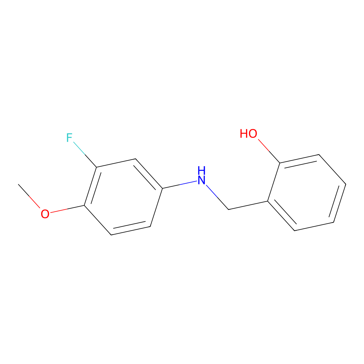 2-{[(3-Fluoro-4-methoxyphenyl)amino]methyl}phenol molecular structure, CAS 1096335-87-3
