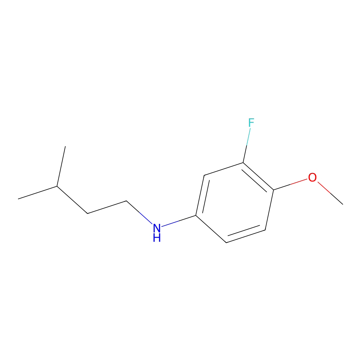 3-fluoro-4-methoxy-N-(3-methylbutyl)aniline molecular structure, CAS 1096335-99-7