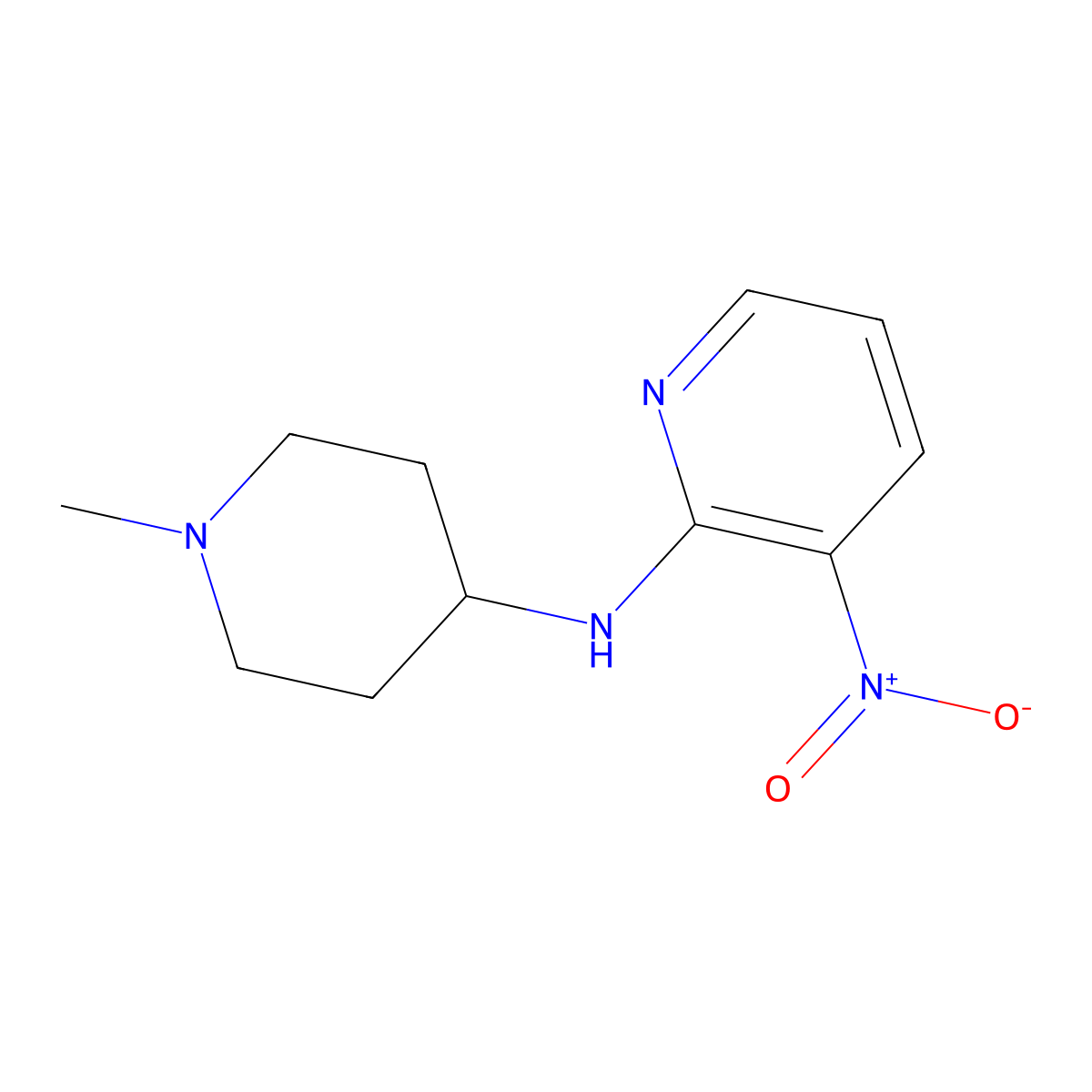 N-(1-methylpiperidin-4-yl)-3-nitropyridin-2-amine molecular structure, CAS 1096347-60-2