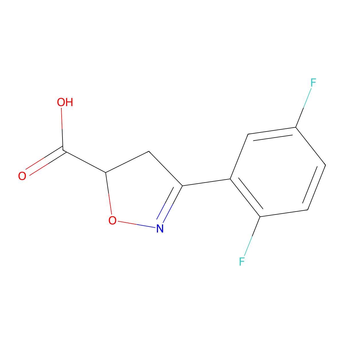 3-(2,5-Difluorophenyl)-4,5-dihydro-1,2-oxazole-5-carboxylic acid molecular structure, CAS 1096348-81-0