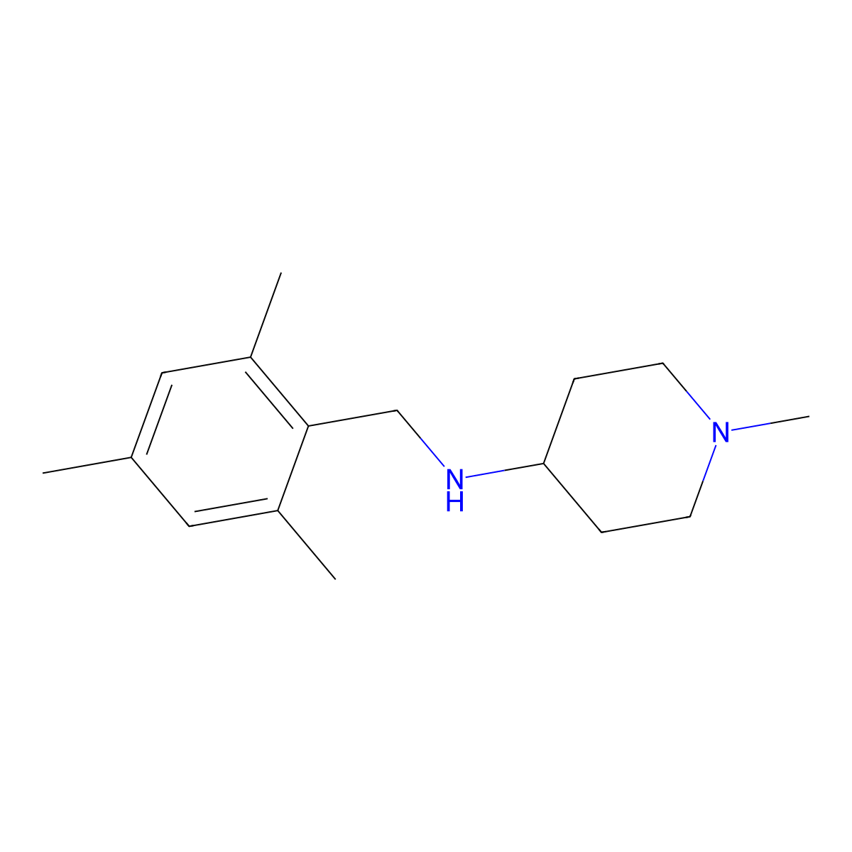1-Methyl-N-[(2,4,6-trimethylphenyl)methyl]-4-piperidinamine molecular structure, CAS 1096348-82-1