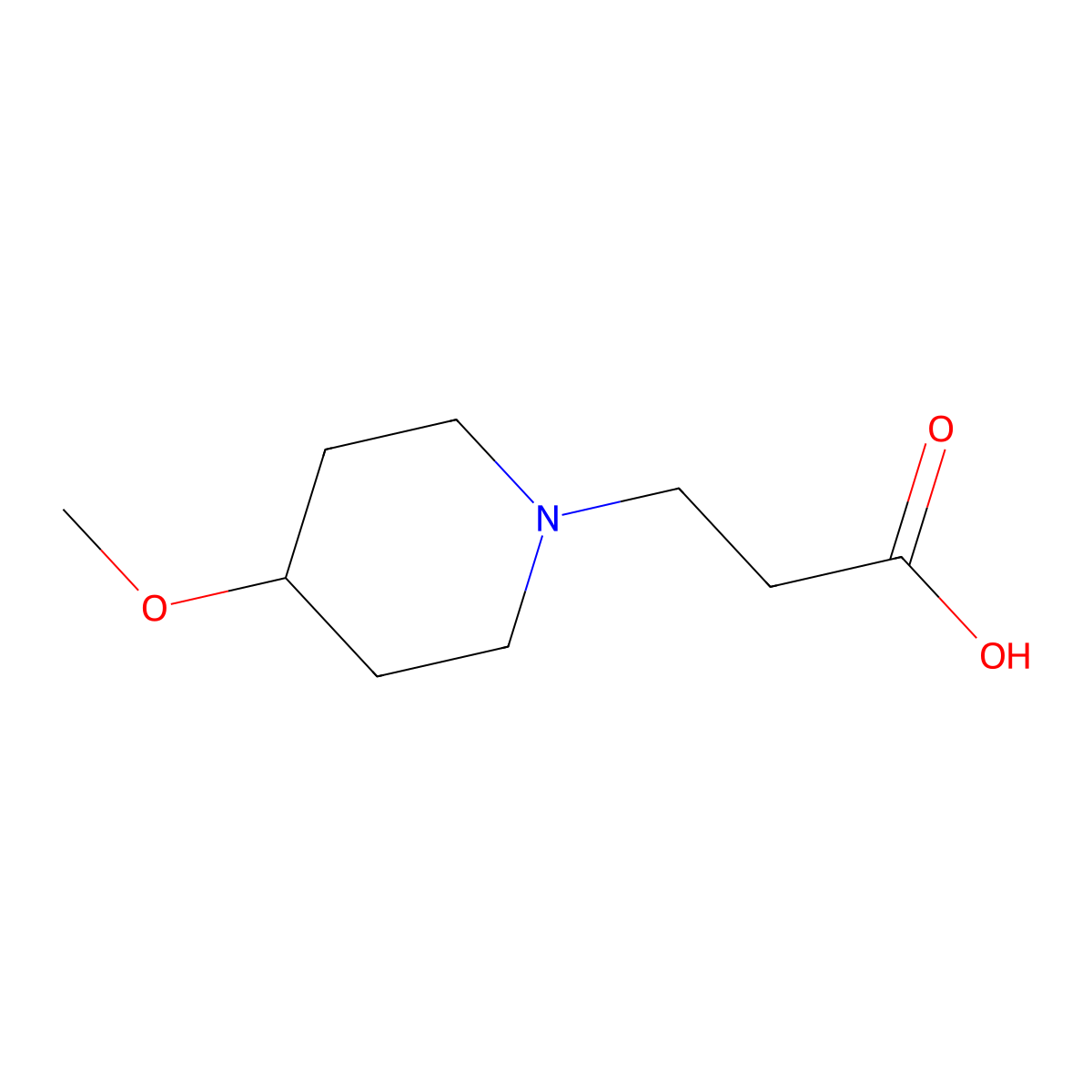 3-(4-Methoxypiperidin-1-yl)propanoic acid molecular structure, CAS 1096353-64-8