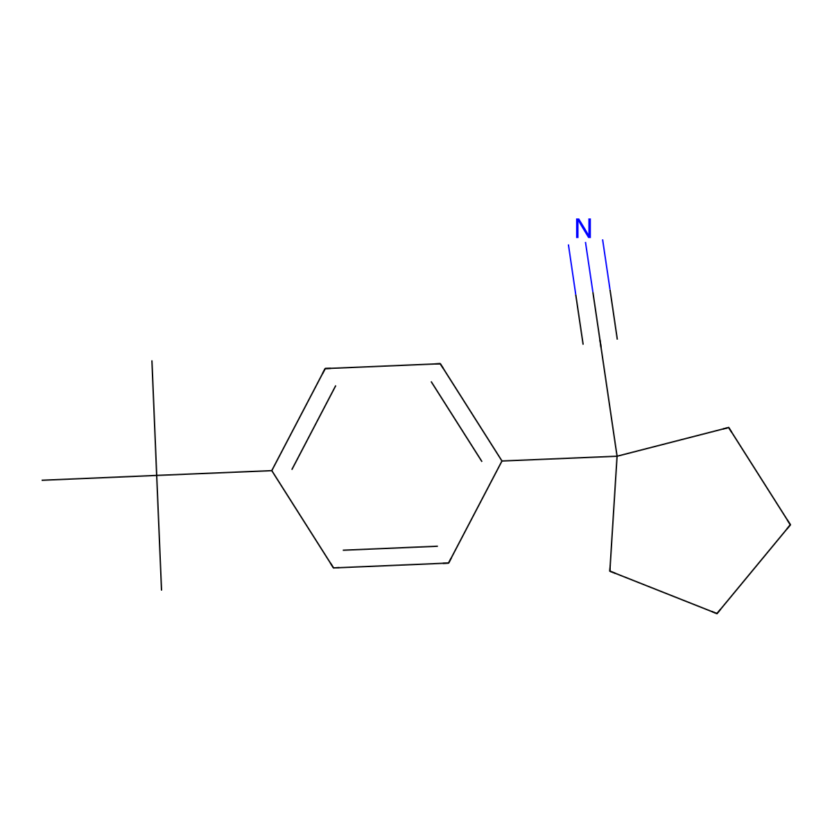 1-[4-(tert-Butyl)phenyl]cyclopentanecarbonitrile molecular structure, CAS 1096355-19-9