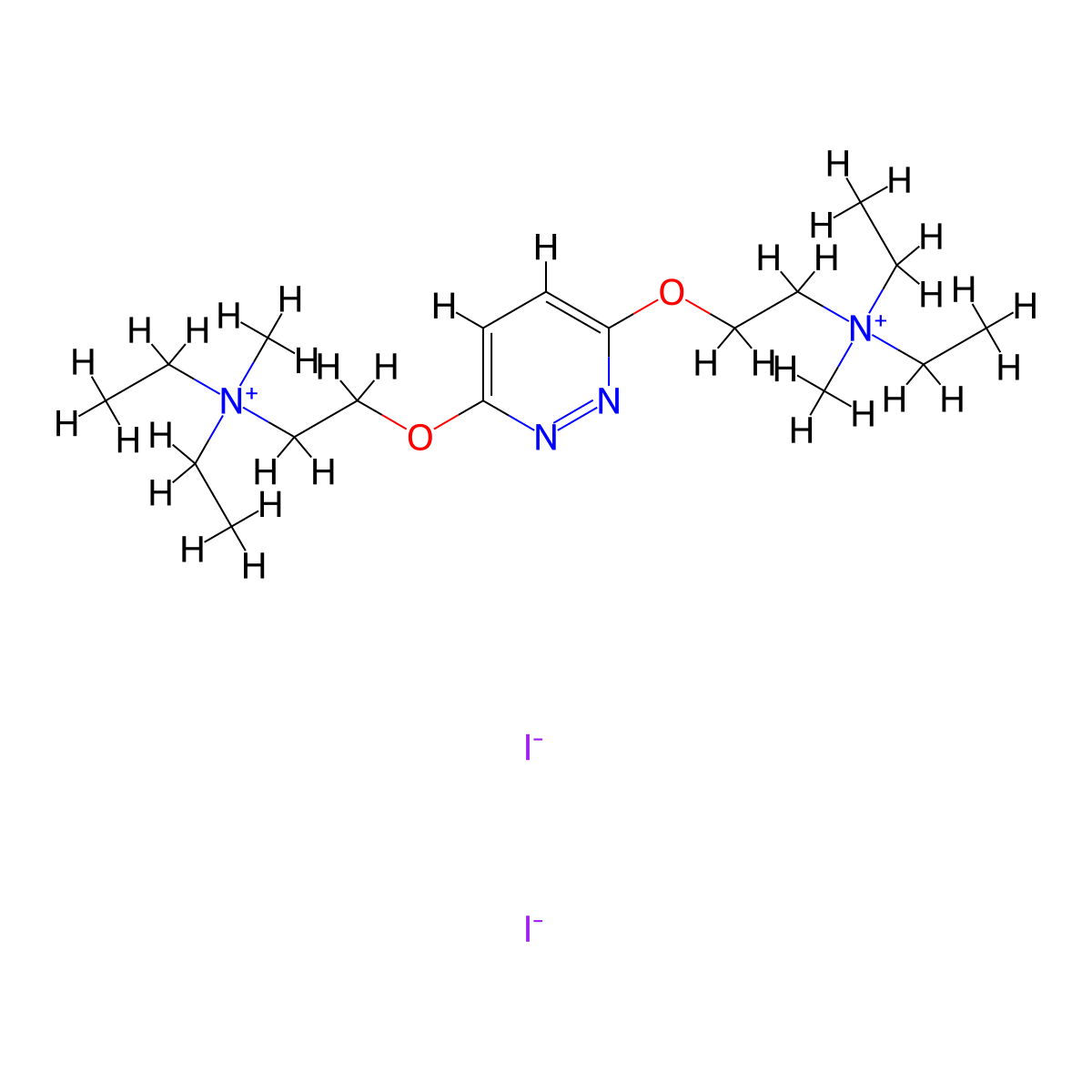Ammonium, (3,6-pyridazinediylbis(oxyethylene))bis(diethylmethyl-, diiodide molecular structure, CAS 109643-89-2