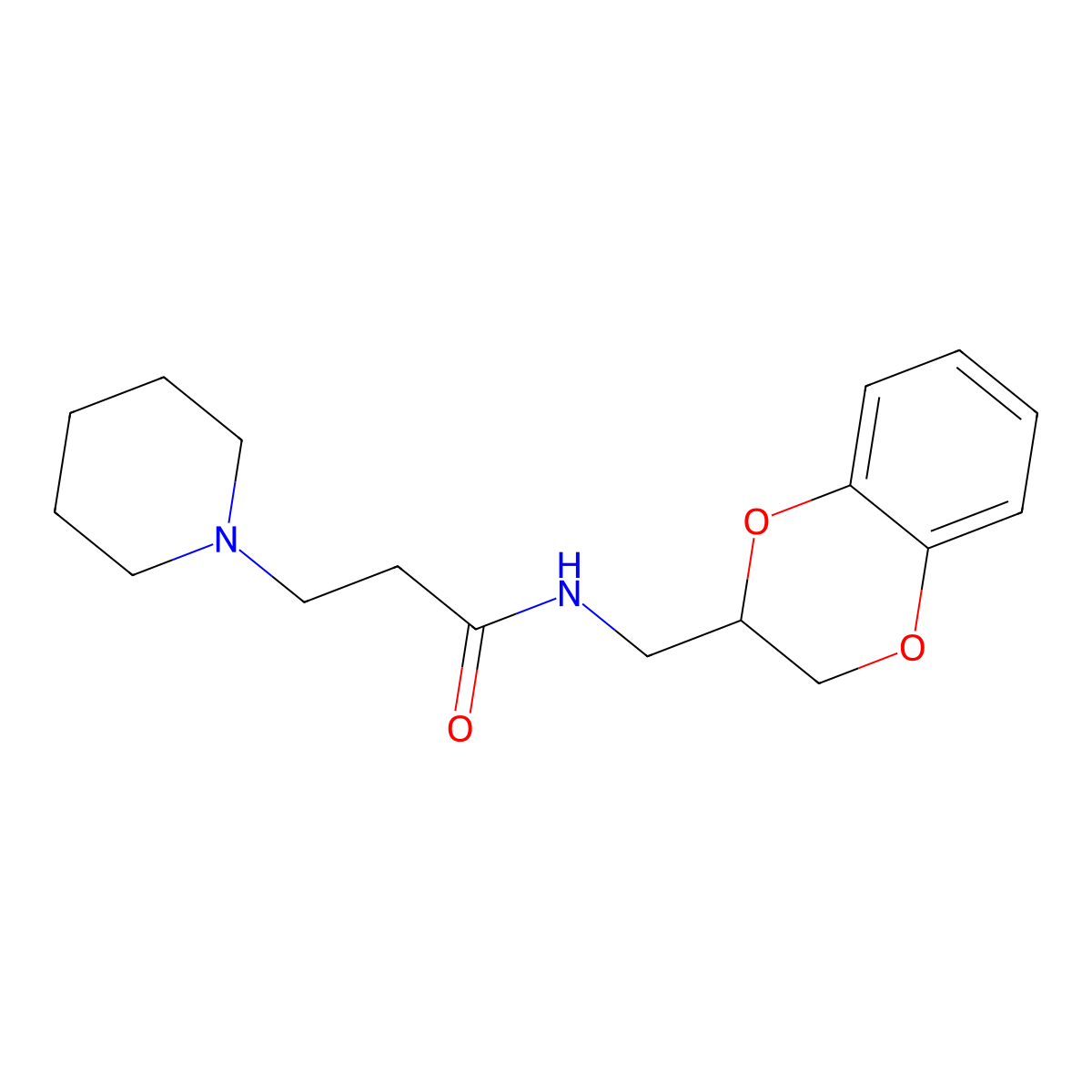 N-(2,3-dihydro-1,4-benzodioxin-3-ylmethyl)-3-piperidin-1-ylpropanamide molecular structure, CAS 109645-59-2