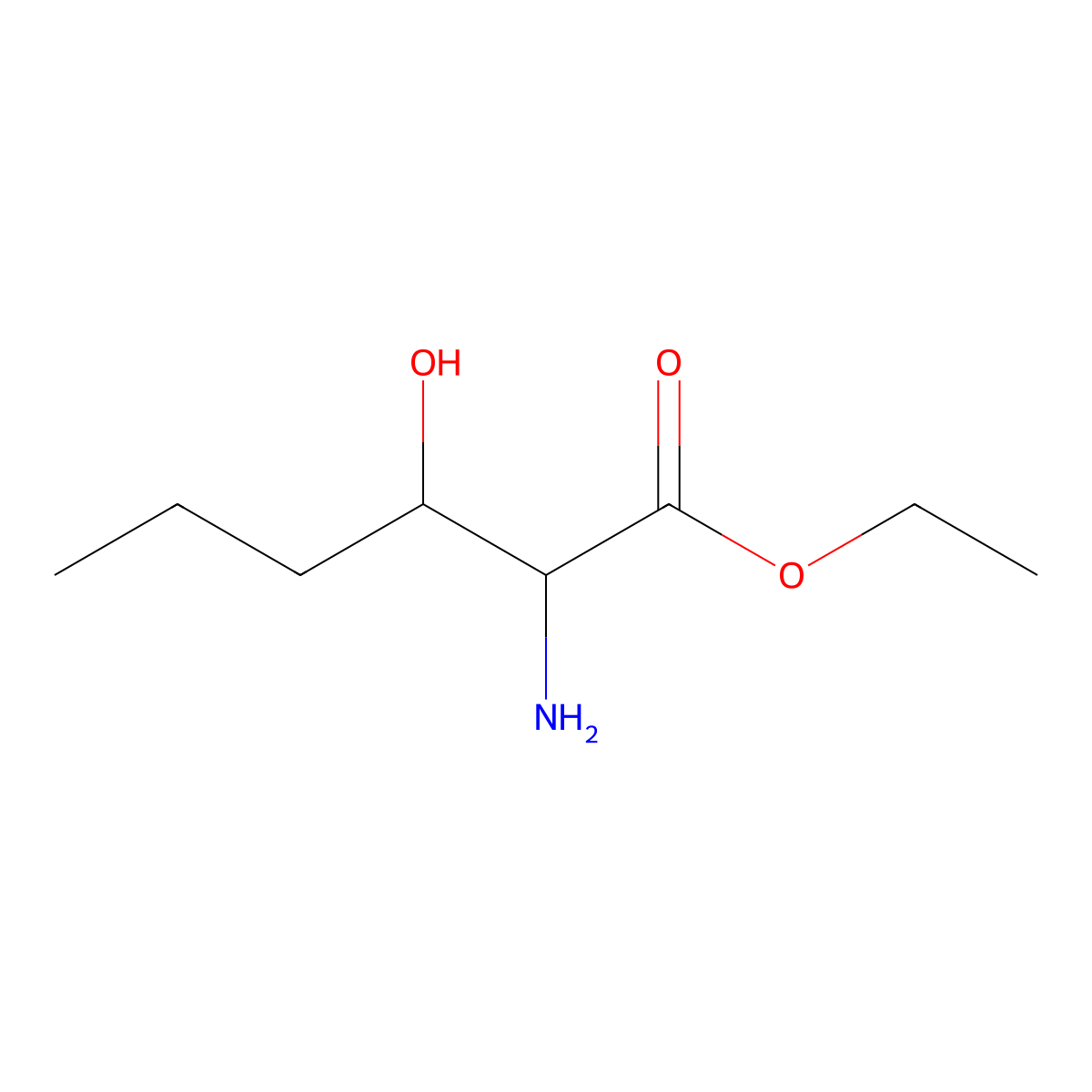 Ethyl 2-amino-3-hydroxyhexanoate molecular structure, CAS 109645-94-5