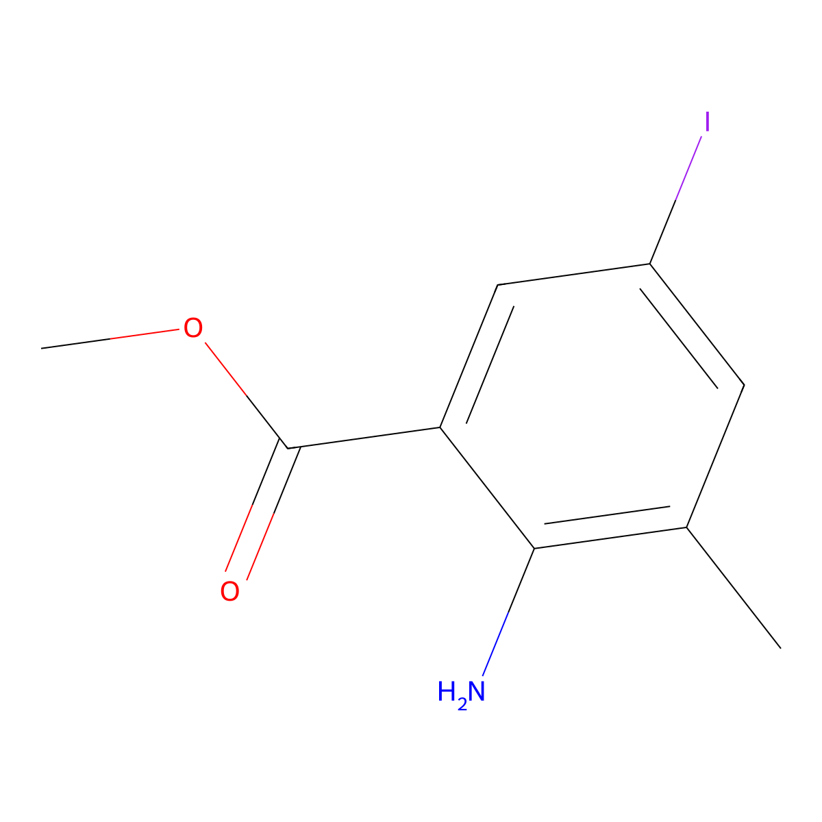 Methyl 2-amino-5-iodo-3-methylbenzoate molecular structure, CAS 1096481-48-9