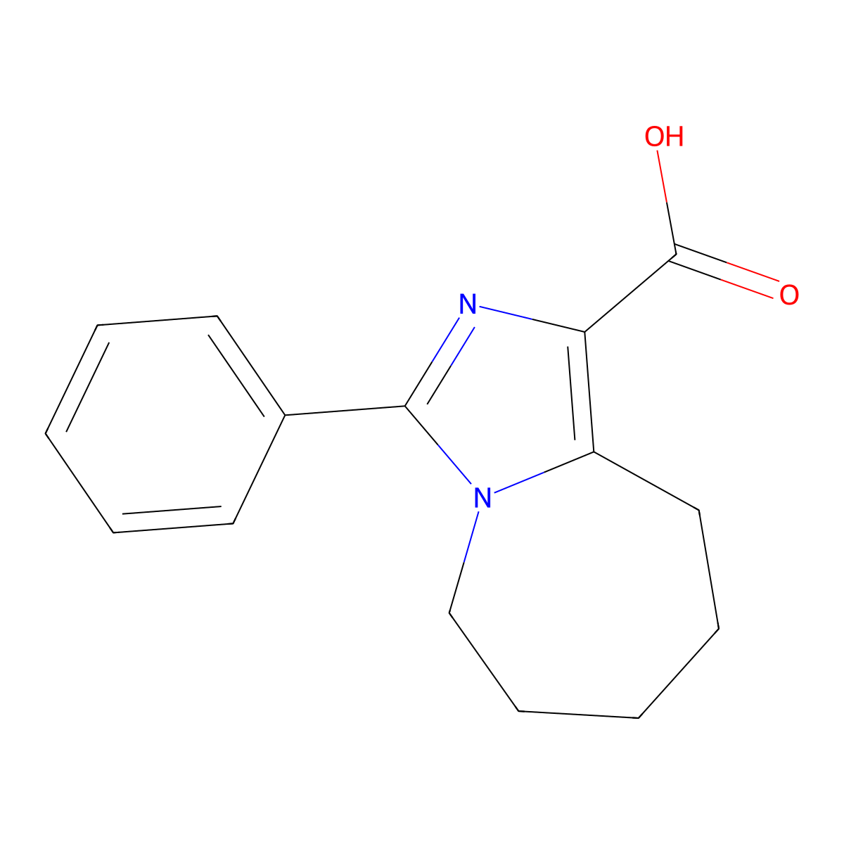 3-phenyl-6,7,8,9-tetrahydro-5H-imidazo[1,5-a]azepine-1-carboxylic acid molecular structure, CAS 109650-67-1