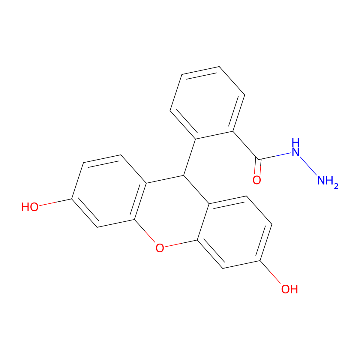 Fluorescein hydrazide molecular structure, CAS 109653-47-6