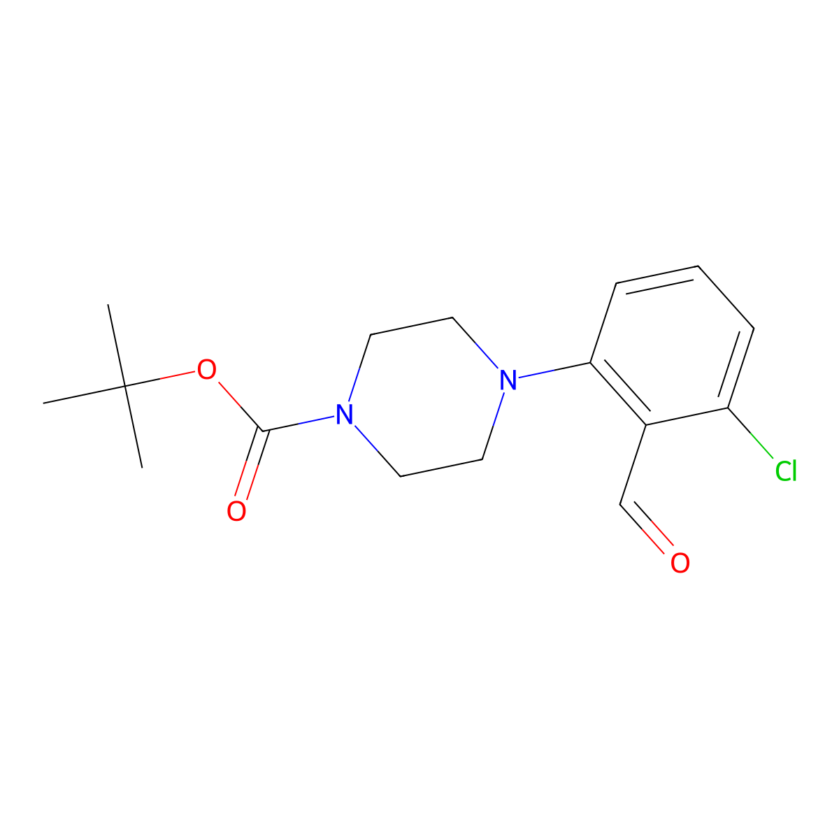 Tert-butyl 4-(3-chloro-2-formylphenyl)piperazine-1-carboxylate molecular structure, CAS 1096535-48-6