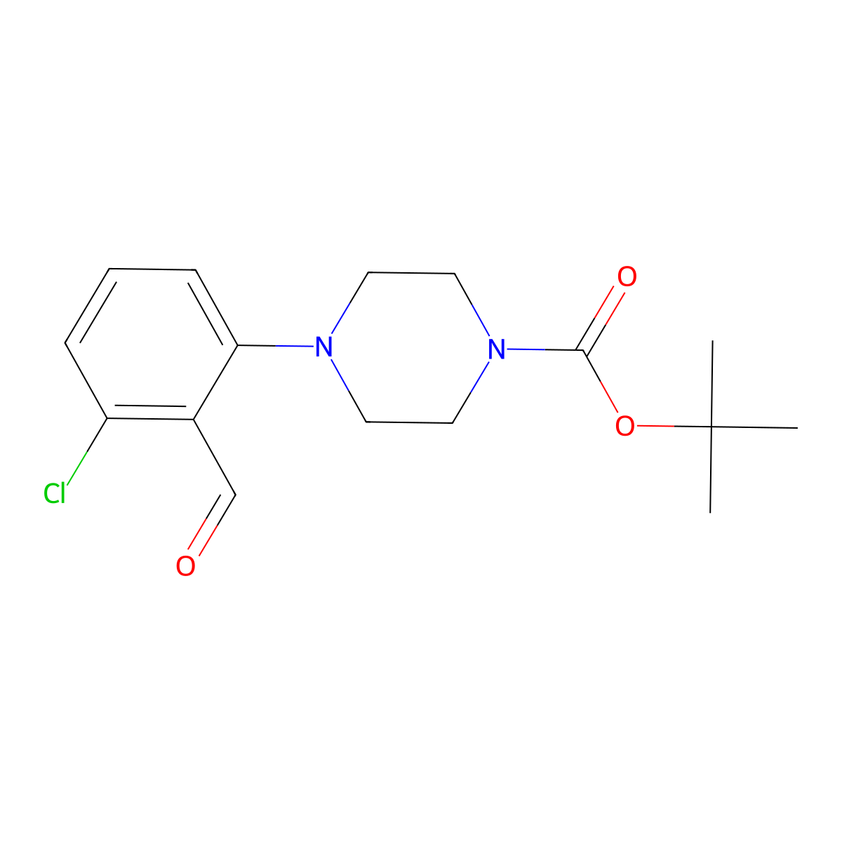 Tert-butyl 4-(3-chloro-2-formylphenyl)piperazine-1-carboxylate molecular structure, CAS 1096535-48-6