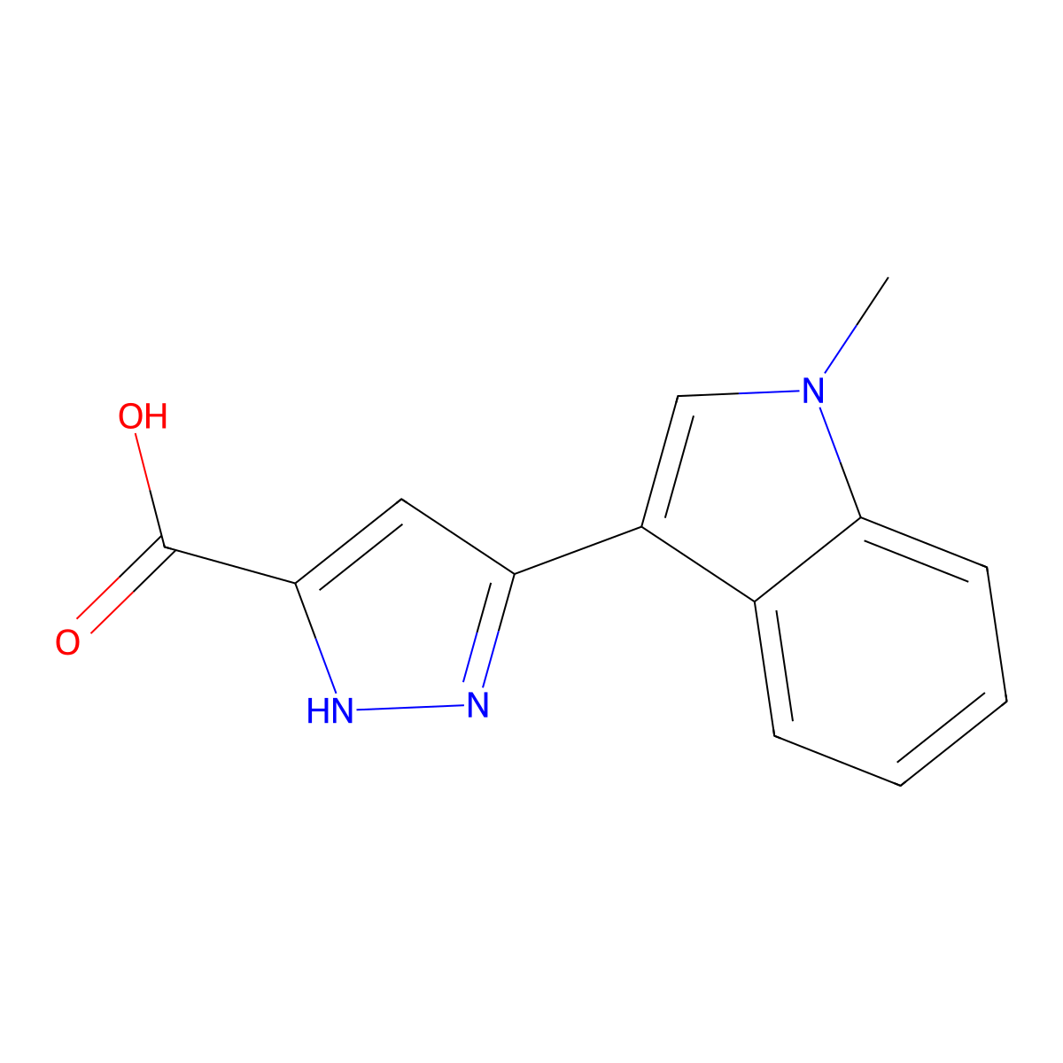 5-(1-methyl-1H-indol-3-yl)-1H-pyrazole-3-carboxylic acid molecular structure, CAS 1096538-17-8