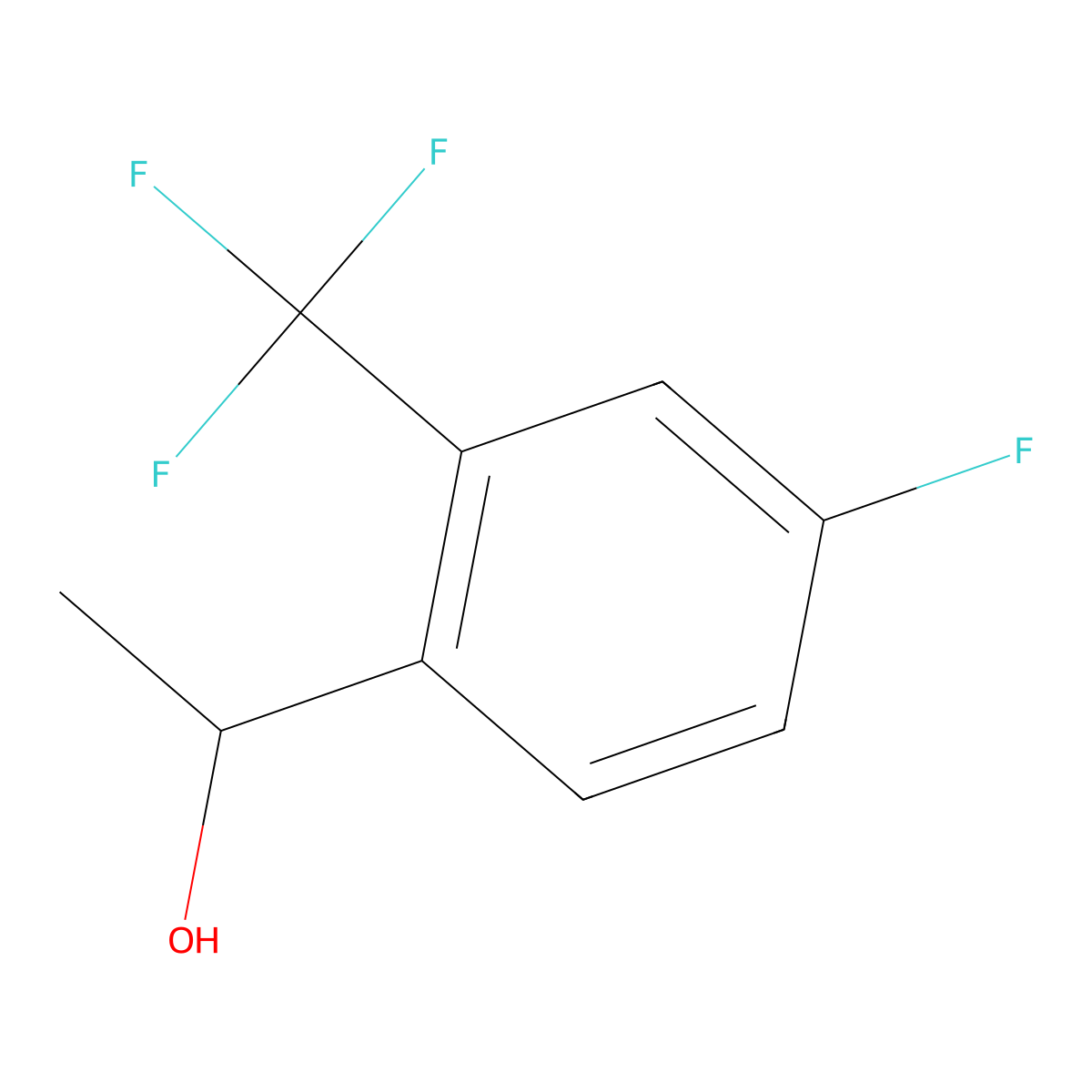1-[4-Fluoro-2-(trifluoromethyl)phenyl]ethan-1-ol molecular structure, CAS 1096665-86-9