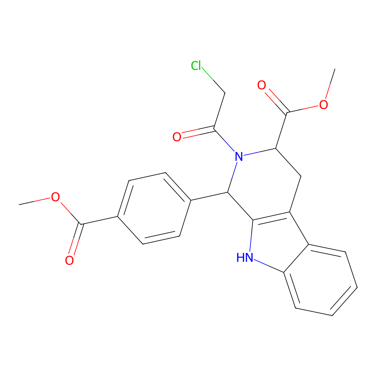 Methyl 2-(2-chloroacetyl)-1-(4-methoxycarbonylphenyl)-1,3,4,9-tetrahydropyrido[3,4-b]indole-3-carboxylate molecular structure, CAS 1096688-93-5